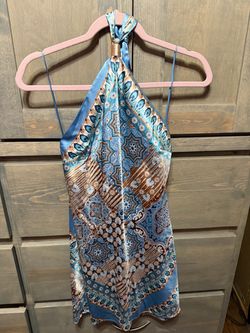 Satin Halter Top Paisley Print