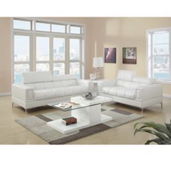 Gorgeous White Colored 2 piece Sofa and Loveseat Set