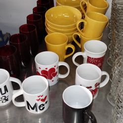 Glasses, Cups, Mugs, Bud Vases, Ect