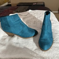 Teal Colored Ankle Boots