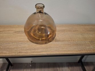 Large Amber Glass Round Bottle Vase