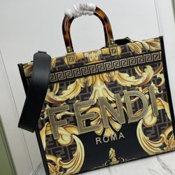 Fendace Printed Leather Logo Bag