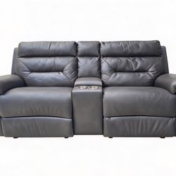 Leather Reclining Sofa – Dual Electric Recliners – $150