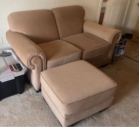 Tan Loveseat with Ottoman