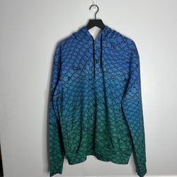 Off-White Arrows Monogram Print Ombré Hoodie Mens Large Blue Green 2013 RARE
