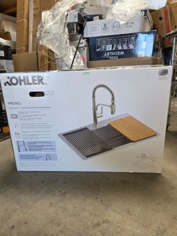 Kohler Provo 33" Dual Mount Single-Bowl Workstation Kitchen Sink Kit (Model 35963-1PC-NA).