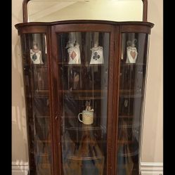 Antique Curved Glass China/Curio Cabinet 