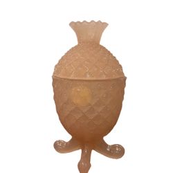 PV Portieux Vallerysthal Pineapple Glass Jar Dish Opaline Pink Lid France