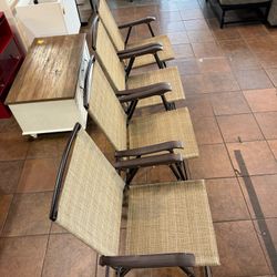 🔥Set of 4🔥Patio Folding Chair Deck Sling Chair Camping Garden Pool Beach Using Chairs Space Saving (Beige)   💰119$