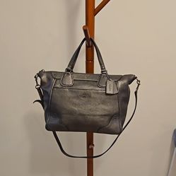 WOMEN'S COACH HANDBAG / NEW YORK Mickie Pebbled Leather Satchel w/Adjustable Crossbody Strap