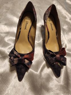 Vintage J. Renee Floral Fabric Pointed Biw Pumps Size 9.5