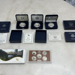 Silver Eagles Proof US Mint Coins Quarters .999 Silver Dollar Bullion 