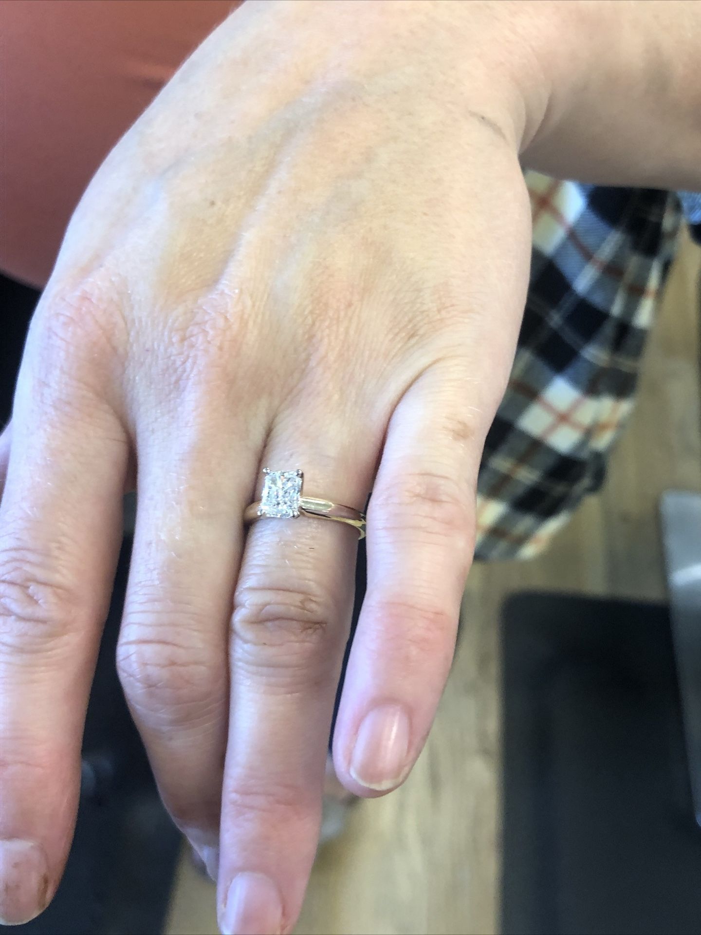 GIA 1 Ct “ Radiant Cut “ Solitaire Diamond Engagement Ring