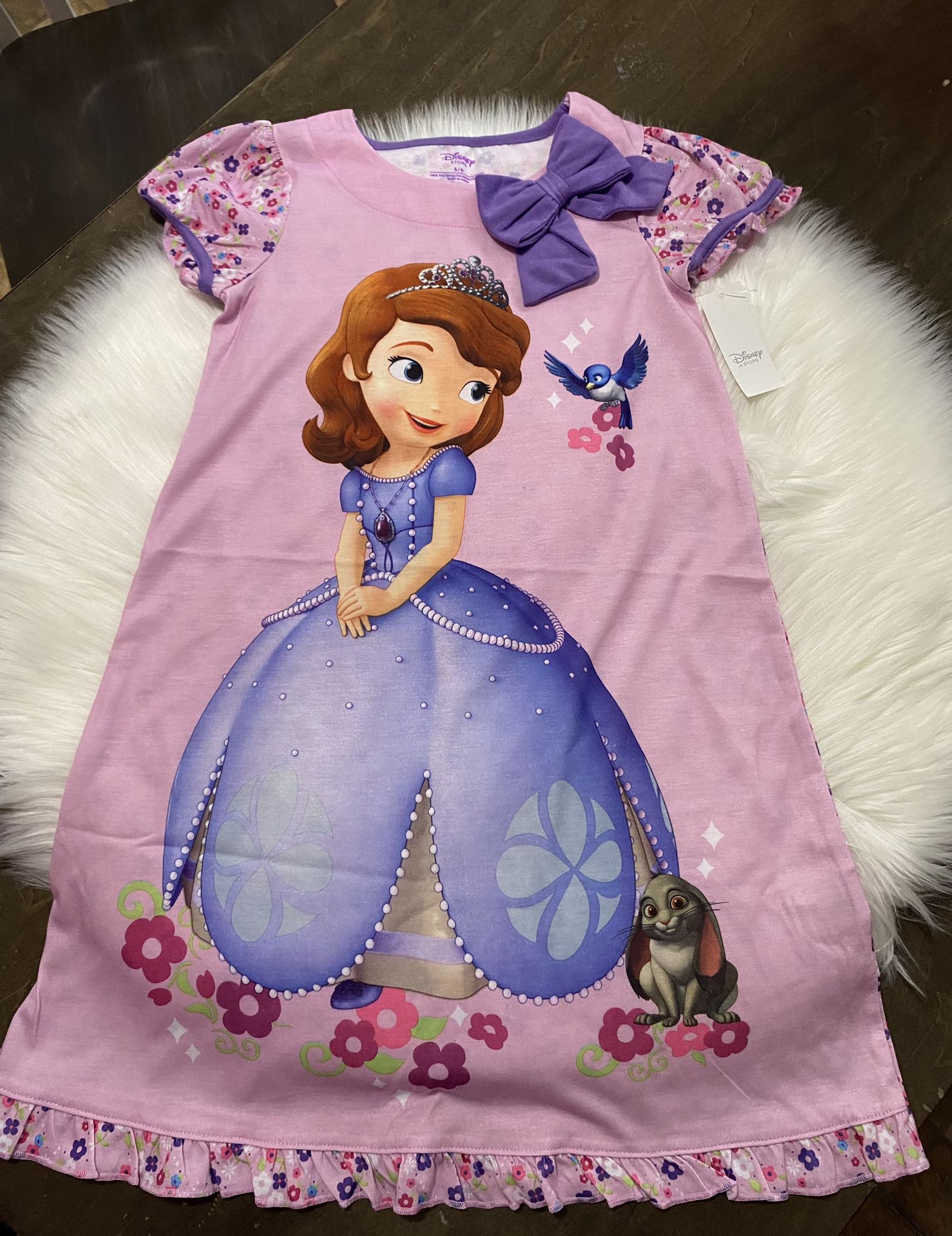 Disney Store Sofia Nightgown For Toddler Girl, Size 5/6, Brand New