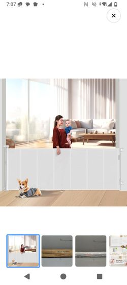 Miumoon 120-Inch Extra Wide Retractable Baby Gate (42" Tall) - Indoor/Outdoor Mesh Dog Gate, White