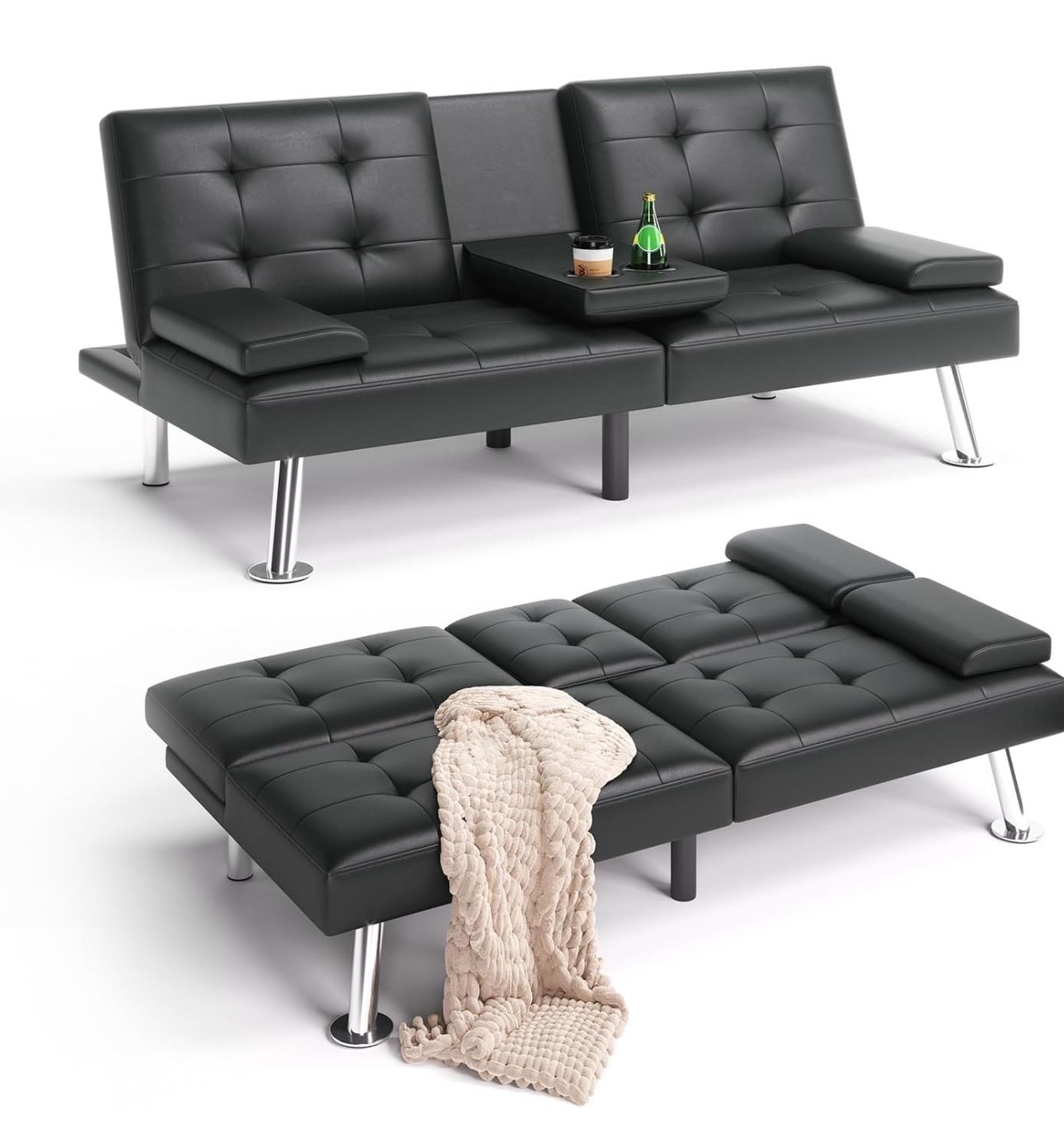 Black Futon Sofa New In Box Or Assembled