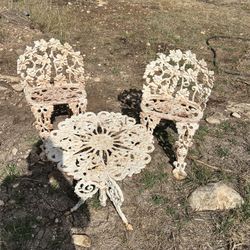 Antique Wrought Iron Ice Table Cream Set 