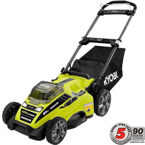 RYOBI 20 in. 40-Volt Brushless Lithium-Ion Cordless Battery Walk Behind Push Lawn Mower 6.0 Ah Battery/Charger Included RY401110-Y