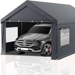 10x20ft Carport Canopy, Heavy Duty Portable Garage with Removable Sidewalls & Zipper Doors, UV Resistant Waterproof Anti-Snow Roof Shelter for Cars, T