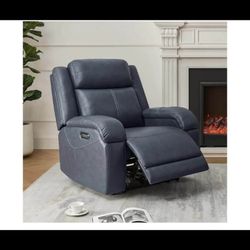 Watson & Whitely Genuine Leather Power Recliner Chairs for Adults, Wall Hugger RV Recliner with Power Headrest & Charging Ports, Electric Recliner Sof