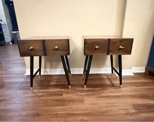 Vintage Mid-Century Modern Boho Side Tables - Matching Pair