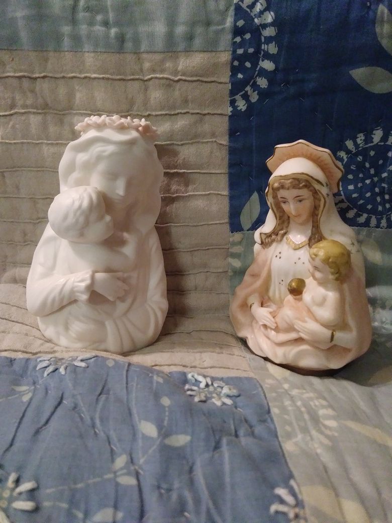 Vintage Virgin Mary and Baby Jesus Figurines
