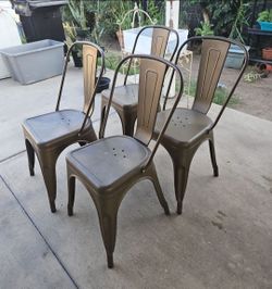 Set of 4 Metal Tolix-Style Dining Chairs