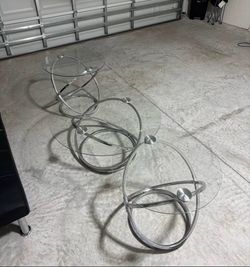Juego de 3 mesas de cristal