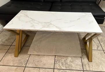 Gold Coffee Table Living Room Table with Storage Shelf