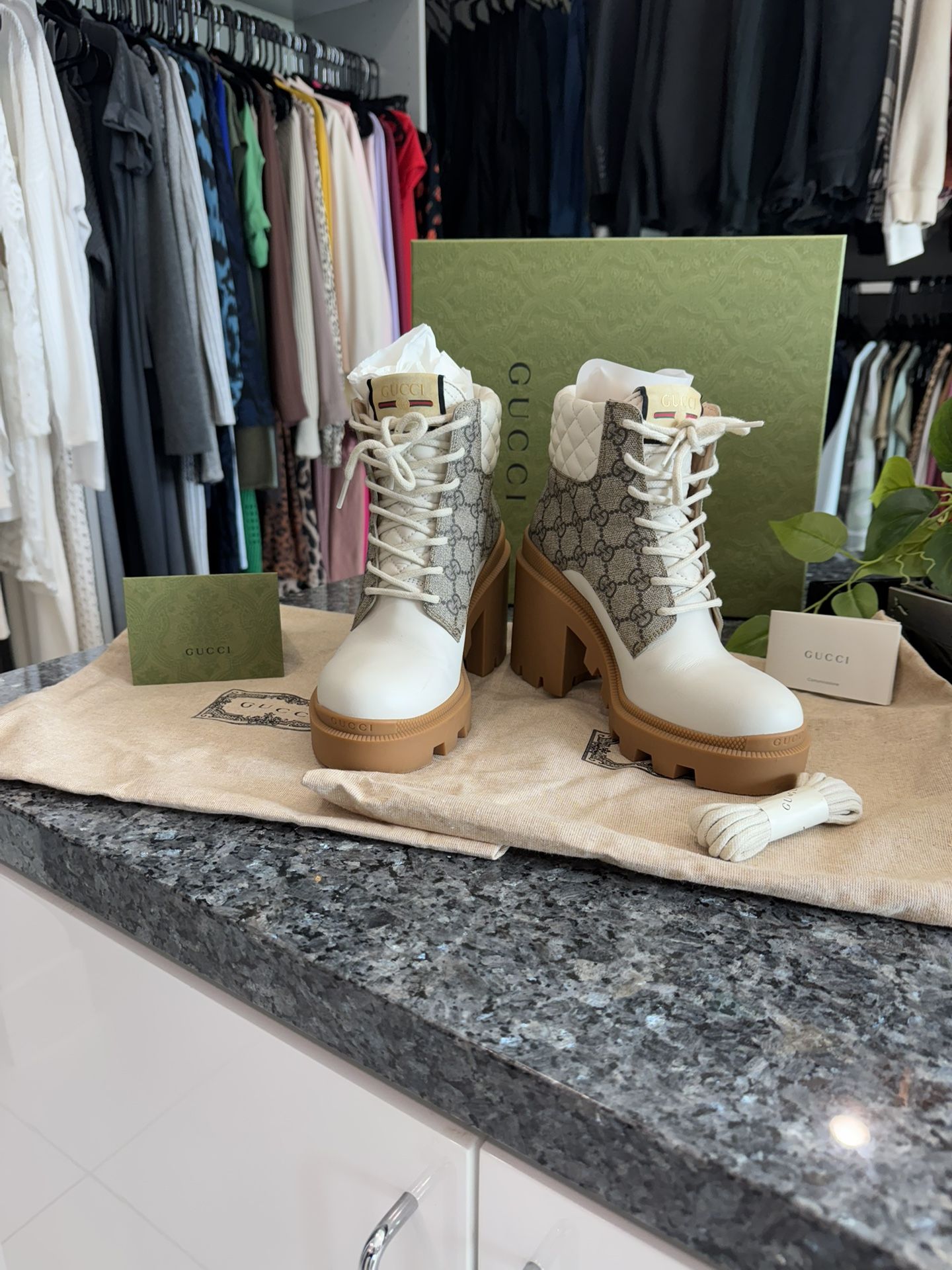 Gucci GG Supreme Canvas & Leather Boot