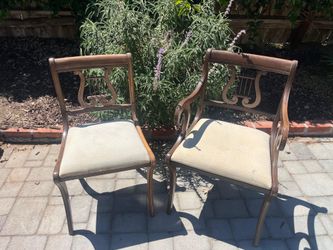 Vintage Lyre-Back Accent Arm Chairs