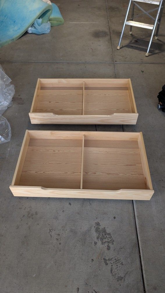 Wood Rolling Under Bed Storage Drawers