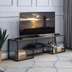 Idella - TV Stand - Rustic Oak & Black