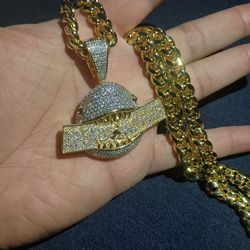 NEW Micro Pave Custom Shark Pendant and Cuban Link Necklace