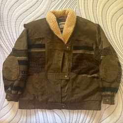 Vintage 80s Style Leather Wool Jacket