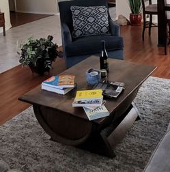 Wine Enthusiast Reclaimed Wine Barrel Lift-Top Coffee Table