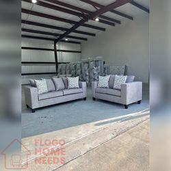 2 - Piece Light Gray fabric sofa Set with Removable Cushioned