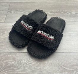Balenciaga fur slides