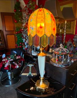 Lead Confetti glass paneled table lamp