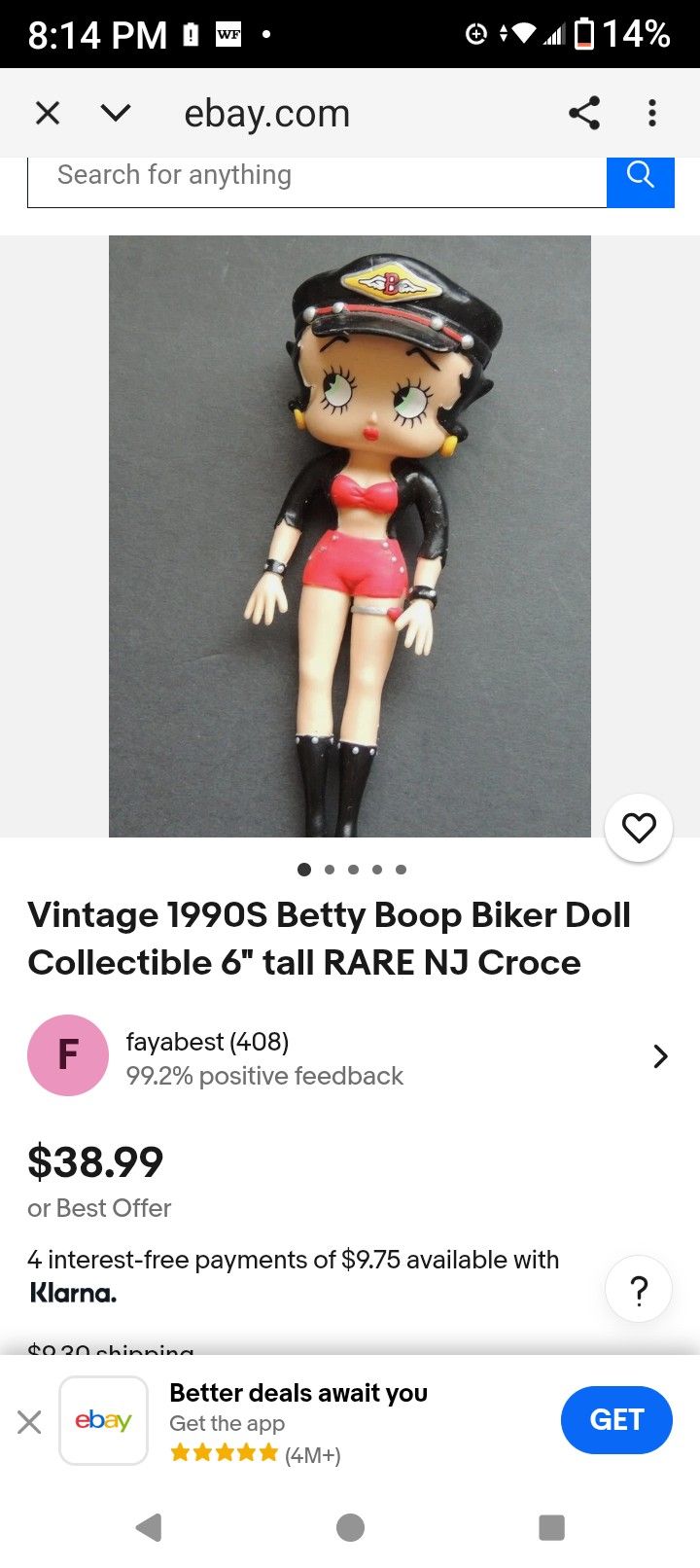 Rare Betty Boop Biker Doll