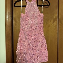 Women’s Size Small New With Tags Pink Velour Sequin Party Dress 