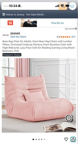 Zoovee Giant Bean Bag Chair with Lumbar Pillow
