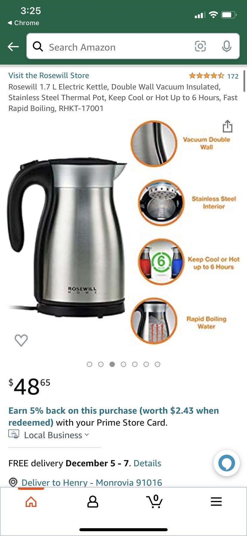 Electric kettle  double wall vacuum insulated stainless steel