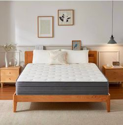 Queen Size Mattress, 10 Inch Hybrid Memory Foam Mattress in a Box with Pocket Springs, Medium Firmness, Pressure Relief & Motion Isolation, CertiPUR-U