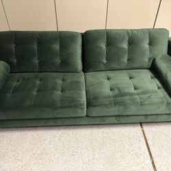 Sofa- Velvet, Green Corrigan Studio MINIMORE Modern Style Jeses Mid-century Sofa, Body Fabric, Green Velvet, 80.3 Inches, 