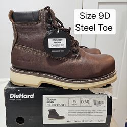 Diehard Steel Toe Work Boots Size 9