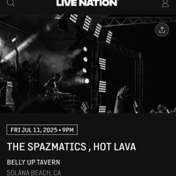 2 Tickets To The Spazmatics At The Belly Up 