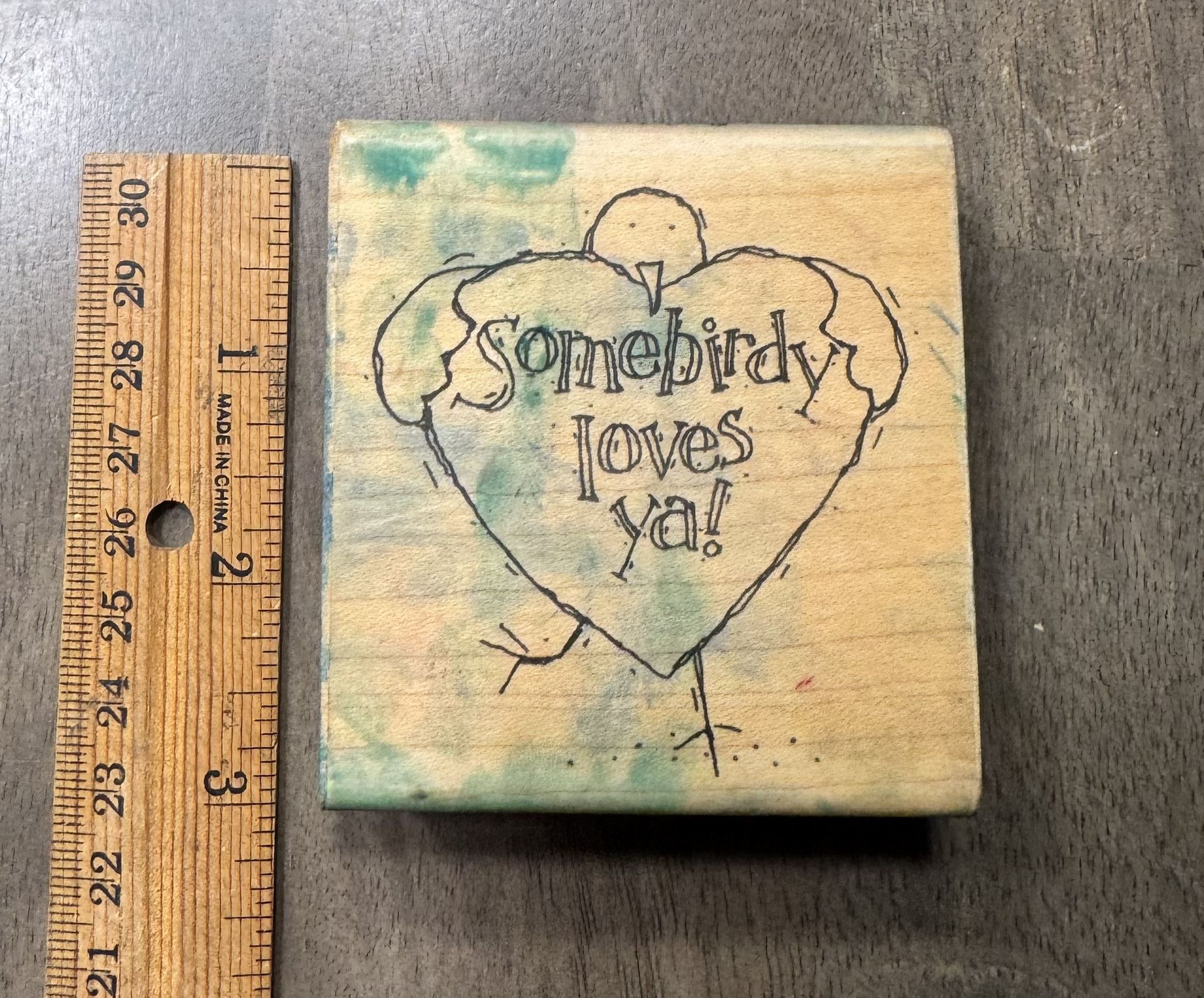 Somebirdy Loves Ya rubber stamp 