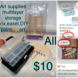 $10 For All Bundle of art supplies Soho storage Organizer 🎨Box,table top easel,DIY art painting