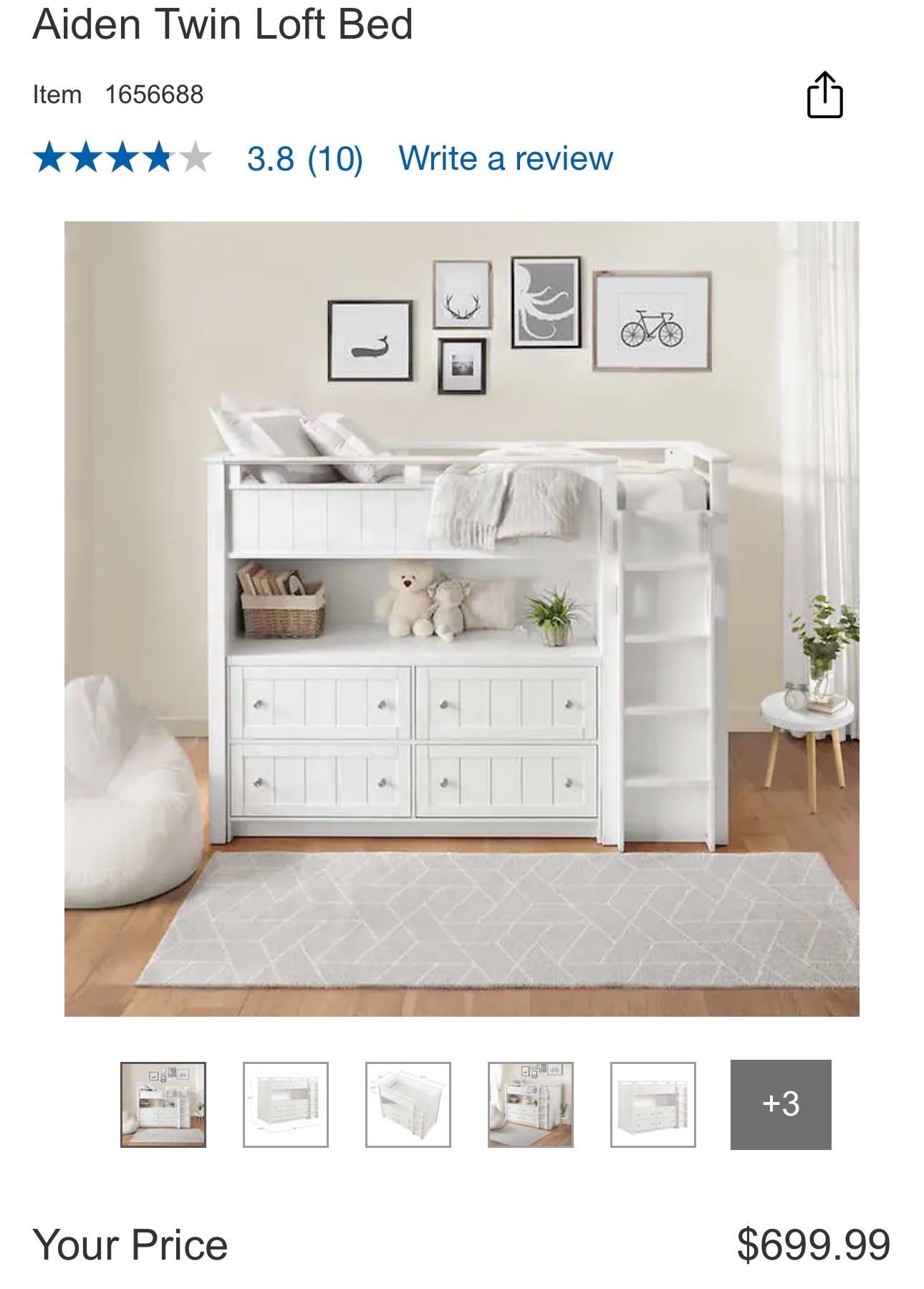 Bayside Furnishings Aiden Twin Loft Bed